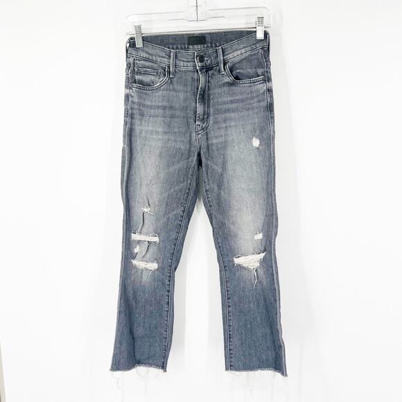 Mother The Insider Step Fray Crop Jeans in Ace of Spades CUT - Picture 1 of 9
